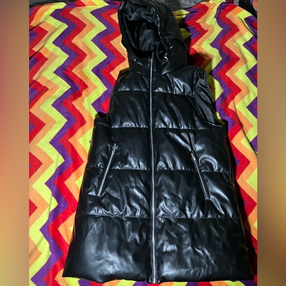 Vigoss faux leather hooded vest